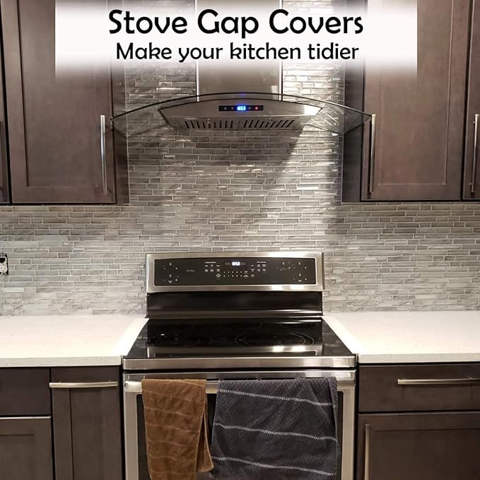 Kitchen Stove Counter Gap Cover，2 PCS Silicone Stove Gap Covers,Heat Resistant Oven Gap Cover Gap Filler Prevents Foods Spills From Kitchen Counter Stovetop Gap (Semi-clear, 25INCHES)