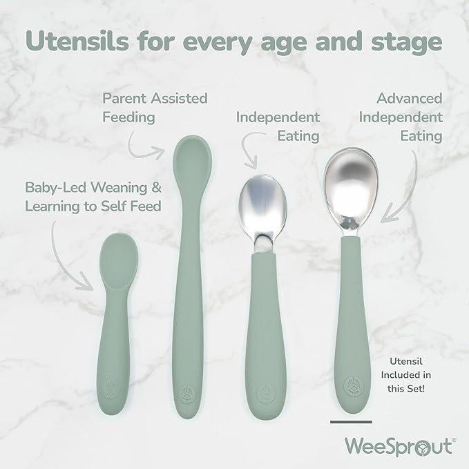 Kids Stainless Steel Utensils Set - Premium 18/8 Grade Silverware Kit - 2 Spoons, 2 Forks, and 2 Knives for Ages 4-7 - Silicone Easy-Grip Handles - Children Flatware Cutlery (Bright - Purple, Pink)