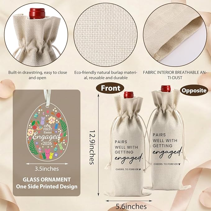 Easter Engaged Gift Engagement Gifts for Couples Her, Engagement Party Decorations Gifts for Engaged Couple Pairs Well with Getting Engaged Wine Bottle Bag Acrylic Ornament 2026