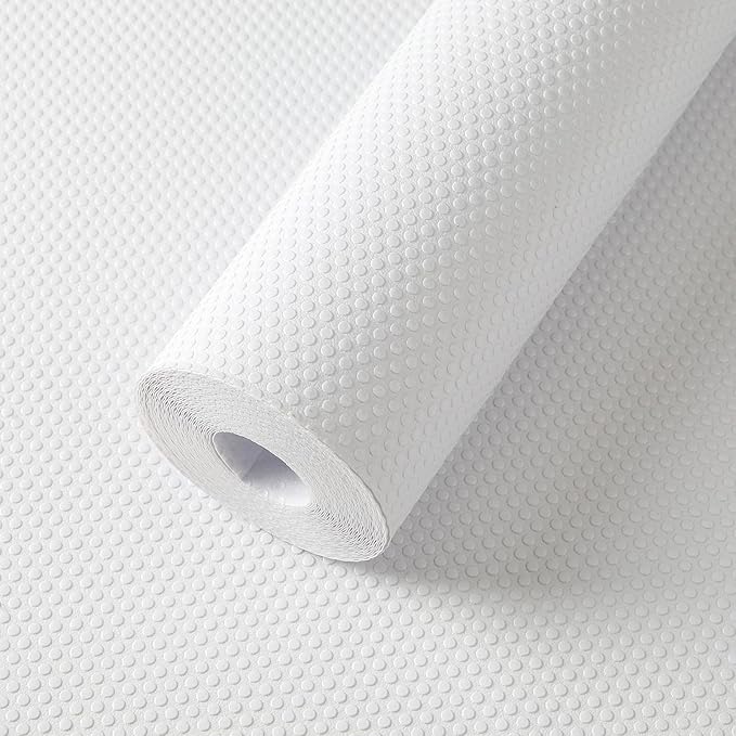 Shelf Liners for Kitchen Cabinets Non-Adhesive: 17" W x 300" L Waterproof Drawers Liner - White Easy to Cut Cupboard Mat for Pantry Shelves