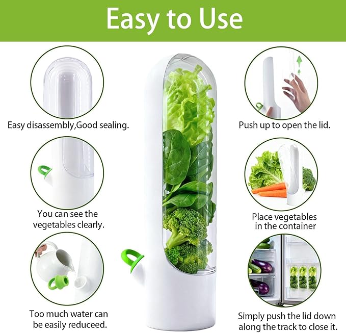 3 Pack Cilantro Container for Fridge Herb Saver Fresh Herb Keeper with Removable Silicone Drain Plug Vegetable Preservation Storage Container for Mint Basil Extend Freshness Up to 2-3 Weeks