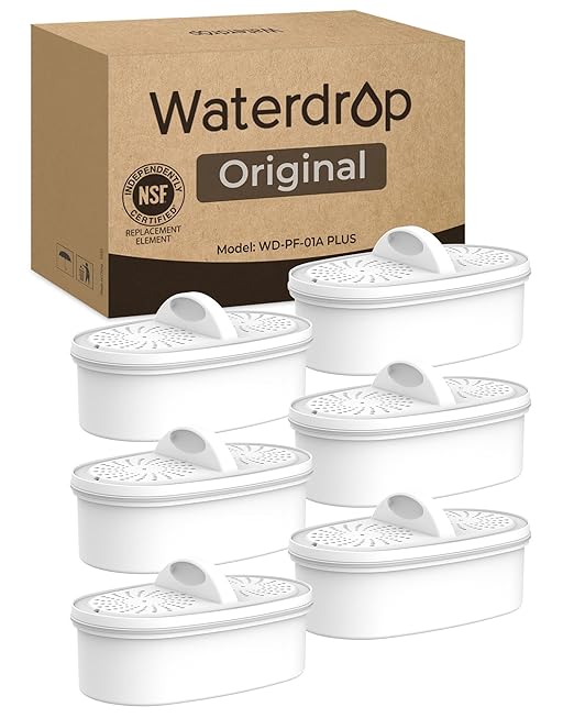 [Original] Waterdrop PF-01A Water Filter Replacement for Waterdrop Pitcher Filtration System, Reduces Lead, PFAS, PFOA/PFOS, Chlorine, Last Up to 3 Months or 200 Gallons, 6 Pack