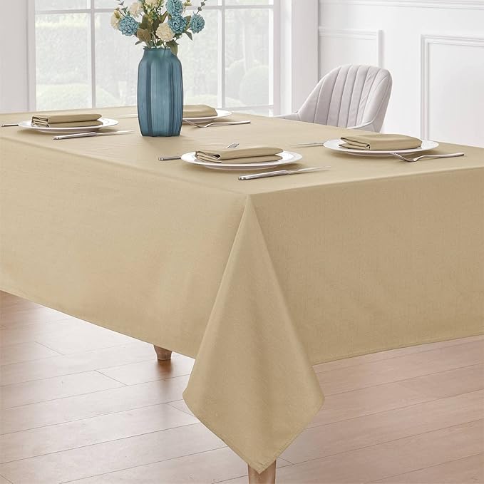 Veblandy Faux Linen Rectangle Tablecloth Waterproof 52x70 inch Table Cloth Stain and Wrinkle Resistant Washable, Decorative Fabric Table Cover for Dining, Kitchen, Wedding and Parties, Coffee