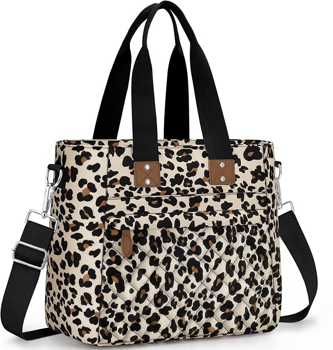 Capolo Insulated Lunch Box for School - Large Thermal Lunch Bag Women with Removable Shoulder Strap, Reusable Lunch Cooler Tote Bags Purse for Adults Work, Picnic, Hiking, Beach, Travel, LargeLeopard