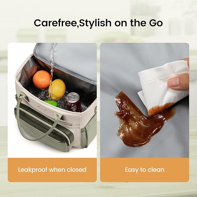 LOVEVOOK Insulated Lunch Bag Women,Wide Opening Adult Lunch Box Women with Cup Holder,Large Leakproof Cooler Bag for Work Picnic Beach Family College Mom,Lunch Teacher Breast Pump Diaper Tote Bag
