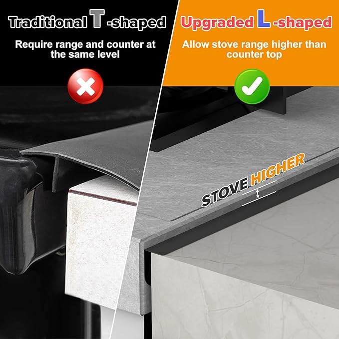 Stove Gap Covers - 304 Stainless Steel Oven Side Gap Filler, 2 Pack Stove Gap Filler Retractable Length 13.8" to 27.5", Spring Clip Design Fitting Gap Strong Guard Between Stove Top & Counter - Black