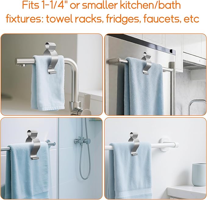 6 Pack Towel Clips for Kitchen, Stainless Steel Towel Holder Clips