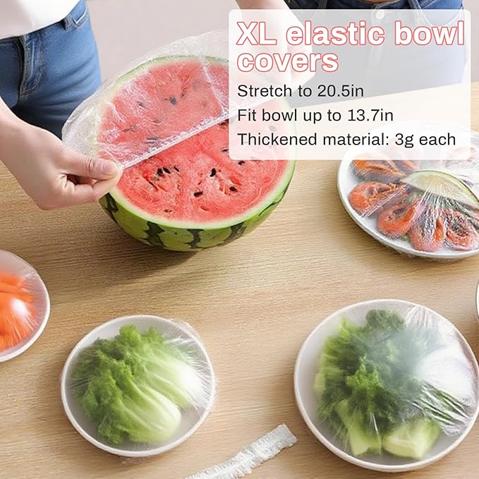 MAQIHAN 200 Bowl Covers Bread Proofing - Extra Large Plastic Wrap for Food Sourdough Bread Baking Rising Elastic Reusable Plate Covers Outdoor Food Fresh Keeping Bags Shower Cap Hair Deep Conditioning