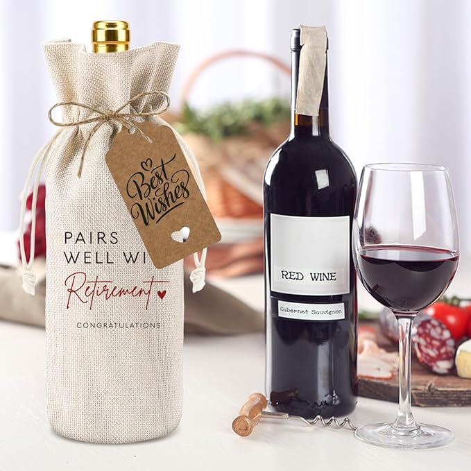 XFW 1Pcs Retirement Wine Bag Retirement Gifts for Women Men Pairs Well With Retirement Wine Bag Farewell Gifts for Coworkers Going Away Gift for Friends Boss