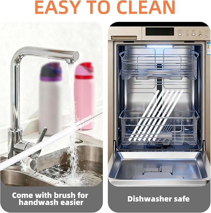 Straw Replacement for Owala Water Bottle 24 oz 32 oz, Reusable Plastic Straws with 1 Cleaner Brush, BPA-free, Dishwasher Safe, Straw Accessories Compatible with Owala Water Bottle