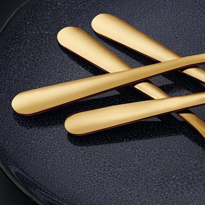 Unokit 24-Piece Tea Spoons Set Silverware - 7.4 inch Stainless Steel Spoon, Dessert, Table, Silverware Spoons Only for Home, Kitchen or Restaurant - Mirror Polished, Dishwasher Safe, Gold