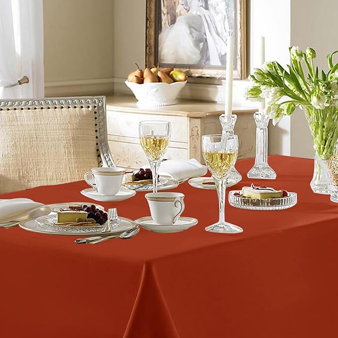 Fitable 6 Pack Rust 70?20 Inch Rectangle Tablecloth - Stain Resistant and Washable Table Cover, Polyester Fabric Table Cloth for Wedding, Party, Banquet, Formal Events