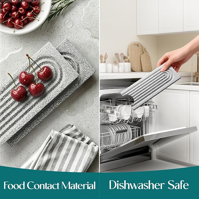 Stone Faucet Mat for Kitchen Sink, Diatomite Stone Drying Mat for Kitchen Counter, 2026 Upgraded Dishwasher-Safe & Ultra Absorbent, Chemical-Free Stone Dish Mat for Bottles Utensils (15.7" x 3.9")