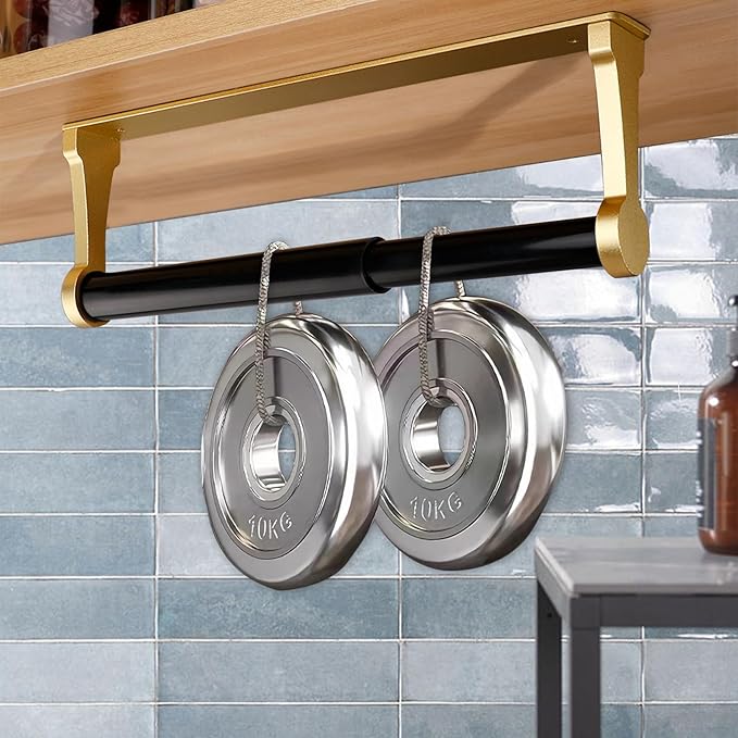 MONEER Paper Towel Holder Under Cabinet, Paper Towel Holder, Aluminum Alloy Kitchen Towel Holders, Self Adhesive Kitchen Roll Holder for Kitchen, Bathroom, Living Room (Glow Gold)