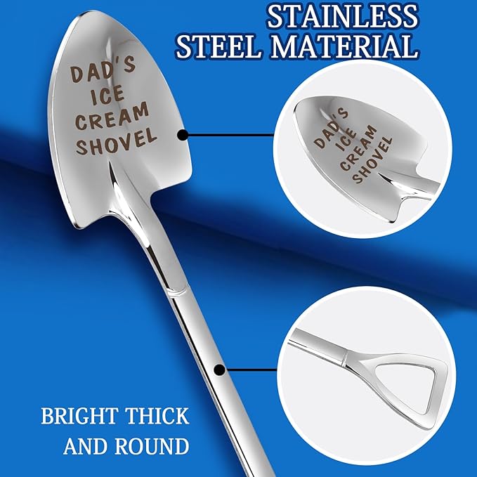 Dad Gifts - Gifts for dad from Daughter. Father Day Gifts for dad Ice Cream Spoon Scoop for Ice Cream Lovers, Father birthday Gifts Funny Engraved Stainless Steel Shovel