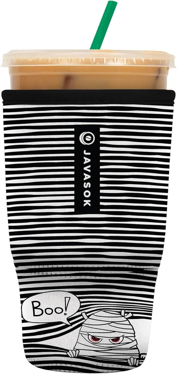 Sok It JavaSok Iced Coffee & Cold Soda Insulated Neoprene Cup Sleeve (Peek-A-BOO, Large: 30-32oz)