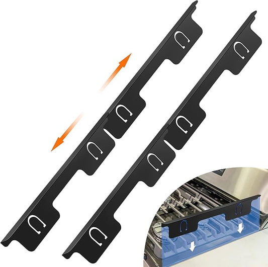 4PCS Stove Gap Covers Stainless Steel, Kitchen Stove Counter Gap Covers, Range Trim Kit, Stove Gap Filler Retractable Length 13.8" to 27.5" Black