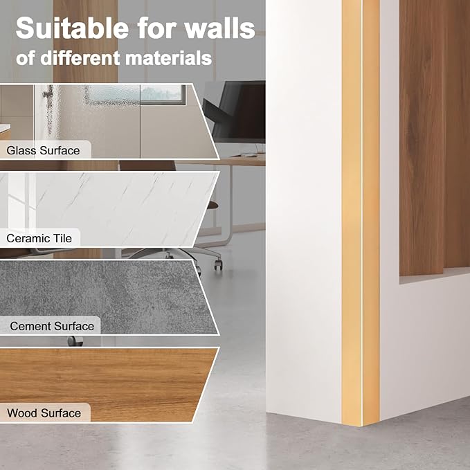 4PCS 45" Aluminum Metal Corner Protectors, Self Adhesive Corner Guards, Metal Wall Edge Protector Strip, Furniture Corner Protectors, Wall Cabinet Baseboard Decoration 45" x 1" (Copper Gold)