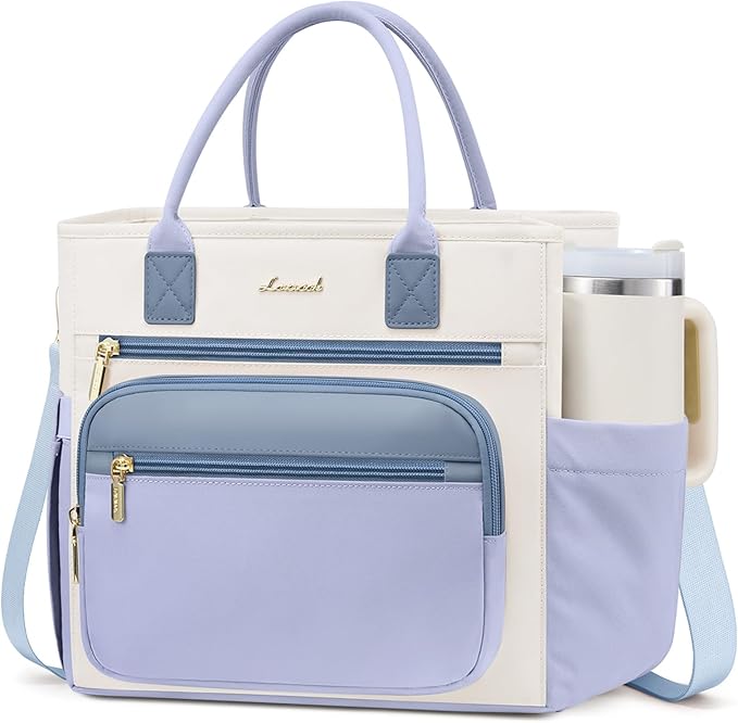 LOVEVOOK Insulated Lunch Bag Women,Wide Opening Adult Lunch Box Women with Cup Holder,Large Leakproof Cooler Bag for Work Picnic Beach Family College Mom,Lunch Teacher Breast Pump Diaper Tote Bag