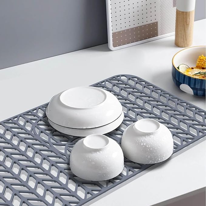 Sink Protectors for Kitchen Sink 12"13"16"18"19"24"26"28"29"30",Silicone kitchen sink mats protector for bottom of farmhouse sink(24"x12.5"Gray)