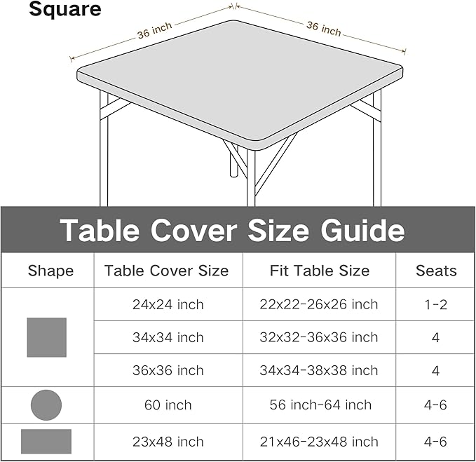 Square Fitted Table Cover Elastic Tablecloth Stretch Spandex Table Top Cover Table Topper Cap for Dining Kitchen Home Party Burgundy 36X36 Inch