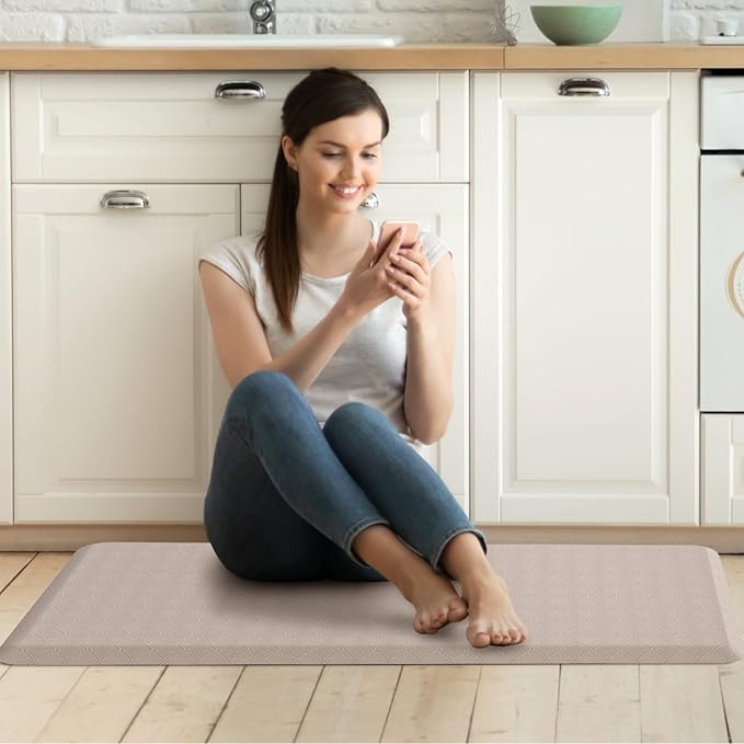 HappyTrends Kitchen Runner Rugs Anti-Fatigue mats,17.3"x 39",Non Slip Waterproof Ergonomic Comfort Mat for Kitchen, Floor Home, Office, Sink, Laundry,Khaki