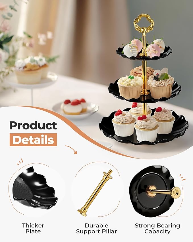 Kootek Dessert Cupcake Stand, 10pcs Dessert Table Display Set, 3 Tiered Cup Cake Holder Tower Stand Riser& Cookie Serving Trays for Wedding, Tea Party, Birthday, Baby Shower