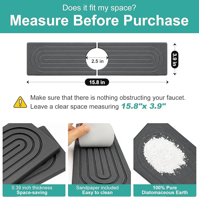 Small Quick Drying Stone Sink Protectors for Kitchen Sink Water Absorbing Diatomite Faucet Mat Stone Drying Mat for Bathroom Counter Kitchen Decor And Accessories Sponge Holder