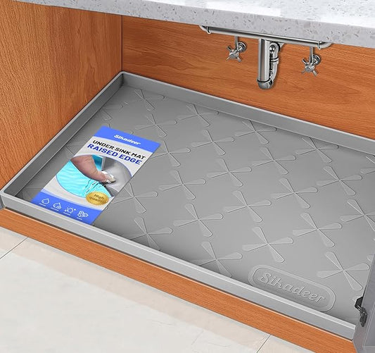 SIKADEER 37" x 22" Under Sink Mat Waterproof, Silicone Mat Kitchen Drawer Shelf and Cabinet Liner, Sink Protector for Bathroom Organizers and Storage, Boot Tray Pet Food Mats