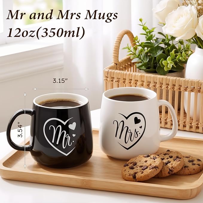 TUZELIYA Wedding Gifts for Couples, Bridal Shower Gift for Bride To Be, Engagement Gifts for Newlyweds, His and Hers Mr and Mrs Anniversary Set with Aprons, Coffee Mugs and 100% Cotton Towels