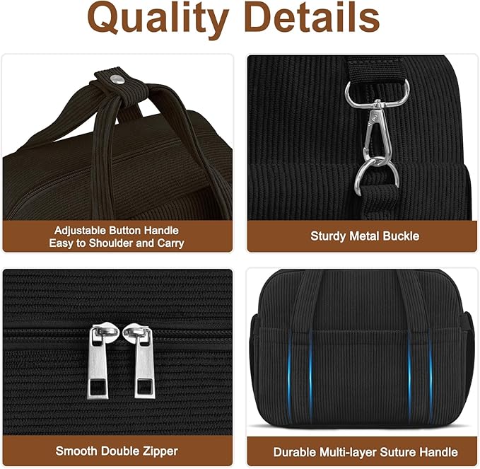 KUBYA Corduroy Lunch Box Lunch Bag for Women Men, Cute Strawberry Small Insulated Reusable Work Leakproof Simple Lunch Boxes Tote Bag Adults Cooler Bag