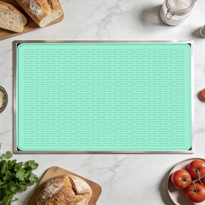 LONGKING Stove Top Cover for Electric Stove - Silicone Stove Mat for Glass Top Stove, Glass Cooktop Protector, Dish Drying Mats For Kitchen, Range Covers for Electric Stove (Aqua, 28 x 20)