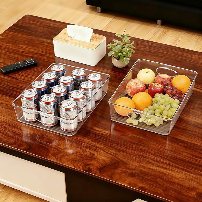 2 Pack Lid Organizer for Kitchen Cabinet Food Storage Container Lids, Clear Plastic Adjustable Dividers, Lid Organizers Inside Cabinet for Kitchen Organizers and Storage
