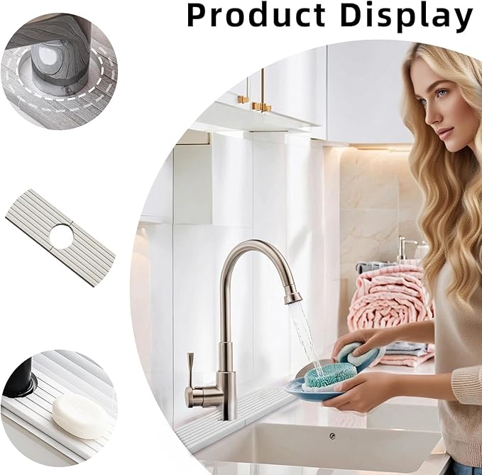 sumelixDiatomaceous Earth Faucet Mat for Kitchen Sink, Super Absorbent Stone Splash Guard | Fast Drying Water Absorbent Tray | Fits Behind Faucet (23.6'' x 4'') (White, 23.6" x 4")