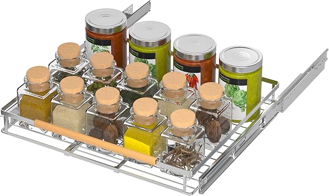 iPEGTOP Pull Out Cabinet Drawer Shelf Organizer, Extendable Sliding Slide Out Pantry Shelves Storage Heavy Duty for Kitchen Cabinets Under Sink, Adjustable Width 23.1~39.9" W x 22.5" D
