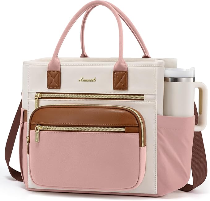 LOVEVOOK Insulated Lunch Bag Women,Wide Opening Adult Lunch Box Women with Cup Holder,X Large Leakproof Cooler Bag for Work Picnic Beach Family College Mom,Lunch Teacher Breast Pump Diaper Tote Bag
