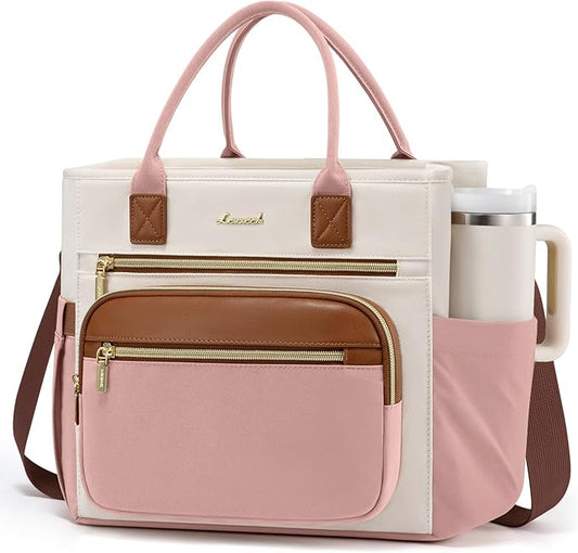 LOVEVOOK Insulated Lunch Bag Women,Wide Opening Adult Lunch Box Women with Cup Holder,Large Leakproof Cooler Bag for Work Picnic Beach Family College Mom,Lunch Teacher Breast Pump Diaper Tote Bag