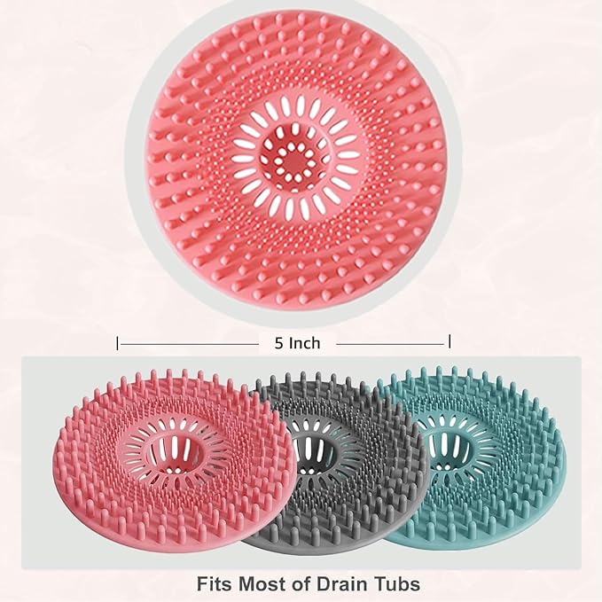 Sink Drain Strainer, Hair Catcher Shower Drain, Bathroom Silicone Bathtub Drain Cover, Bath Tub Kitchen Accessories Trap Collector Remover Protector Stopper Essentials 3 Pack (Patented)