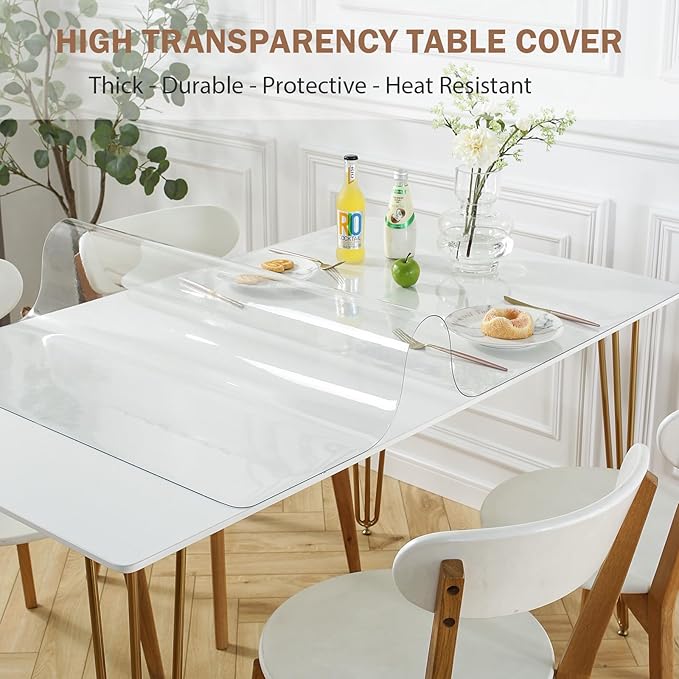 LovePads Clear Desk Mat 20 x 72 Inch, 1.5mm Thick Clear Table Protector, Waterproof Plastic Table Cover Protector, PVC Desk Protector Mat, Vinyl Desk Cover for Desktop, Coffee & Dining Table