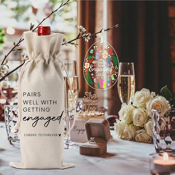 Easter Engaged Gift Engagement Gifts for Couples Her, Engagement Party Decorations Gifts for Engaged Couple Pairs Well with Getting Engaged Wine Bottle Bag Acrylic Ornament 2026