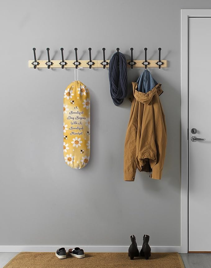 Plastic Bag Holder Organizer Storage Inspirational Summer Daisy Bee Grocery Bag Holder Dispenser Cute Sunshine Flower Yellow Kitchen Decor