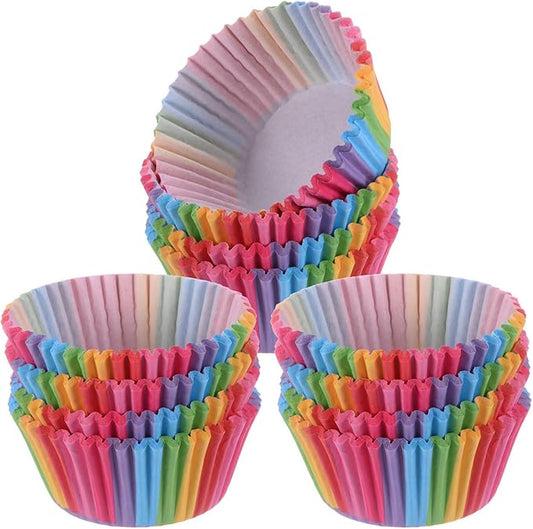 100 Pack Rainbow Cupcake Liners, Standard Size Greaseproof Baking Cups, Colorful Muffin Wrappers for Birthday Party, Wedding, cupcake liners for baking