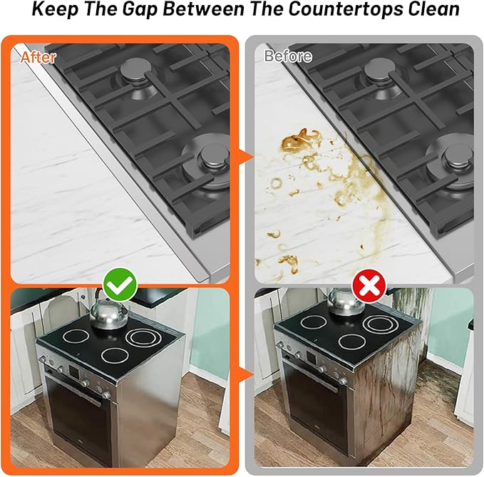 Stainless Steel Stove Gap Covers (2PCS),Stove Gap Filler,Range Trim Kit,Stove Gap Guard for Kitchen Oven Between Stovetop and Counter,Easy Clean Heat Resistant,Adjustable Length 13.8'' to 27.5''Silver