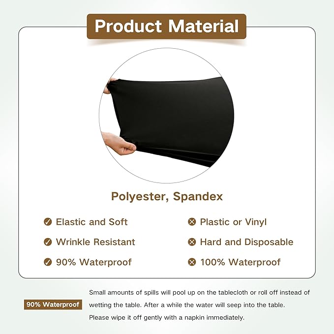 Rectangle 4ft Fitted Table Cover Elastic Tablecloth 4ft Stretch Spandex Table Top Cover for Dining Indoor Outdoor Party Black 23X48 Inch