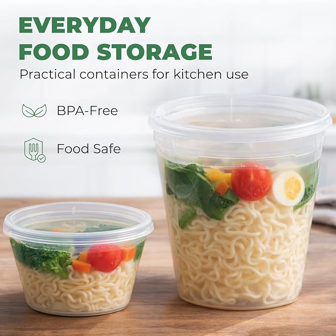 EconoHome Clear Deli Containers with Lids - 240-Pack, 8oz Plastic Containers with Lids for Food Storage, Meal Prep, Leftover, Restaurant Business, Takeout - Fridge, Microwave & Freezer-Safe