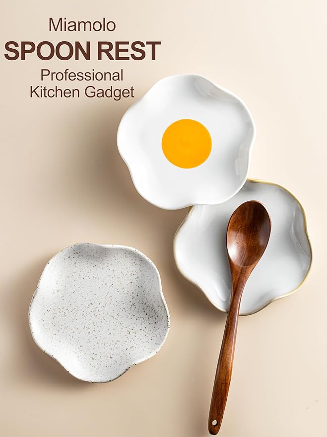 Spoon Rest for Kitchen Counter, 5.3" Ceramic Spoon Holder for Stove Top, Cute Coffee Spoon Rest, Modern Kitchen Spoon Holder for Multiple Utensils, Farmhouse Home DéCor, Housewarming Gift