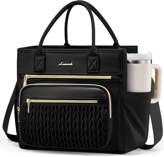 LOVEVOOK Insulated Lunch Bag Women,Wide Opening Adult Lunch Box Women with Cup Holder,Large Leakproof Cooler Bag for Work Picnic Beach Family College Mom,Lunch Teacher Breast Pump Diaper Tote Bag