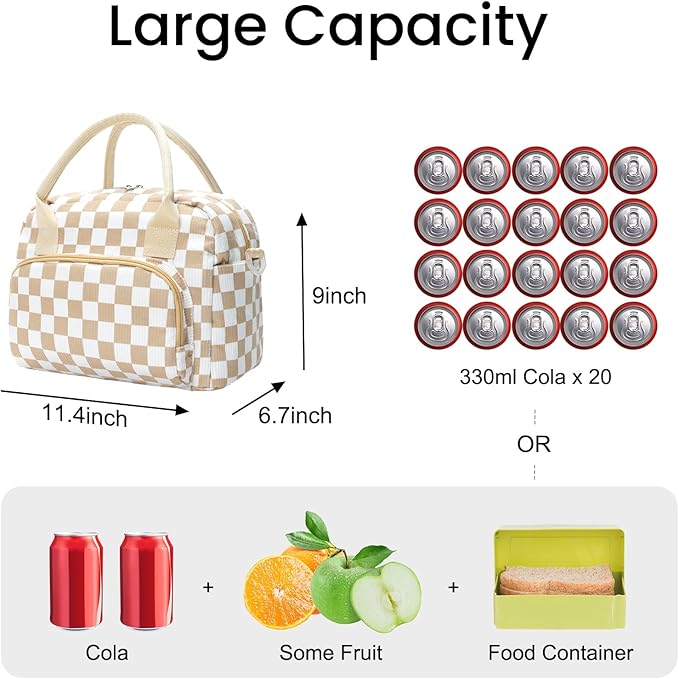 MAMONA Lunch Bag for Women Men Large Capacity Reusable Lunch Box Corduroy Insulated Cooler Tote Bags for Office Picnic