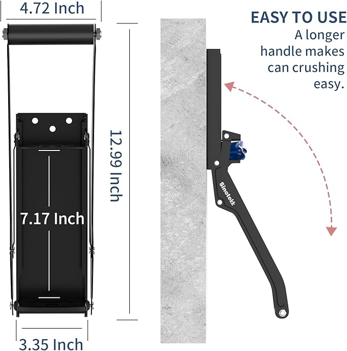 16 oz Can Crusher Wall Mounted | Heavy-Duty Thickened Steel | with Built-in Bottle Opener & Non-Slip Handle | Flattened Aluminum Can in Seconds | Space-Saving Recycling Tool for Home & Garage