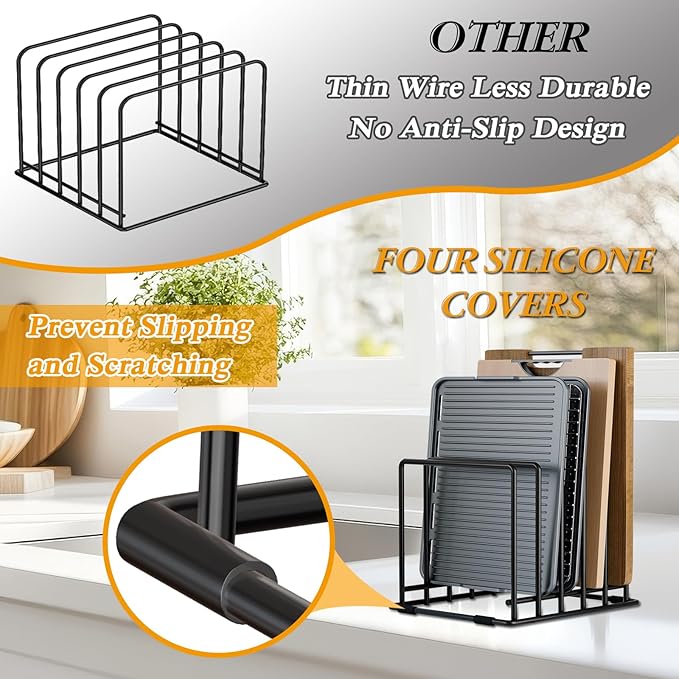 5-Tier Dish Rack & Cutting Board Organizer – 5-Tier Metal Rack for Cutting Boards, Bakeware, Trays – Space-Saving Kitchen Storage, Rust-Resistant Dish Organizer for Cabinets, Countertops & Pantry